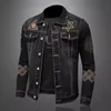 Neue Frühling und Herbst Männer Denim Jacke Klassische Retro Gestickte Revers Motorrad Jacke Trendy Fi Lose Casual Denim Top X6rh #