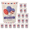 Gobelets jetables pailles 48 pièces, tasse en papier drapeau américain, vaisselle de service de fête de café du jour de l'indépendance, décoration à thème du 4 juillet