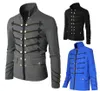 Steampunk Men Gothic Clothing Military Jackets Medieval Vintage Jacket Stand Collar Rock Frock Coat Men's Retro Punk Coat B51o#