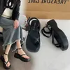 black Platform Sandals Women Summer Clip Toe Wedge Heeled Woman Ankle Straps Thick Bottom Wedges Shoes Female 240326