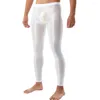 Pantalon Sexy pour hommes, legging moulant, soyeux, lisse, avec poche bombée convexe en U, tissu respirant à haute élasticité, taille moyenne