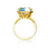 Charme feminino anel de ouro 585 azul topázio pedra preciosa anéis real 925 prata esterlina festa casamento para mulheres jóias finas 240327