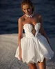 Milla Nova Kurze A-Linie-Strandhochzeitskleider, bauschiges, herzförmiges Satin-Hochzeitskleid mit Schnürung am Rücken, Designer-Brautkleider