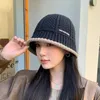 Womens Hat Winter Warm Knit Bucket Fisherman Hats Female Fashion Korean Beanie Lady Retro Black Panama Cap For Women 240320