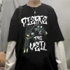 男性用のTシャツアニメ特大TシャツY2Kトップ2023男子服のストリートウェア