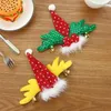 Party Decoration Christmas Knife Fork Bag Glitter Sequin Santa Hat Antler Bowknot Plush Design Silverware Pockets Xmas Ornament LX8215