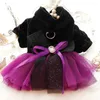 Abbigliamento per cani vestito per animali domestici Mattina Cat Princess Black Patchwork Mesh Fluffy Wedding Small Medifies 5495