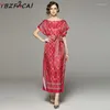 Vestidos de festa moda runway alfabeto impressão fenda deslumbrante vestido verão mulheres 2024 elegante vermelho solto casual férias longo com cinto