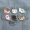Cartoon Cat Brooch Enamel Pin Black White Animal Reading Kitten Funny Badge Metal Accessories Custom Backpack Jewelry Wholesale