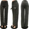 Женские джинсы, джинсовые прямые брюки, женская уличная одежда Y2k, весна 2024, двубортный, со съемной пуговицей, темно-серый