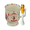 Kubki 1 PC 300 ml koreański styl Śliczny dziecinny kubek z Cartoon Animal Spoon Ceramiczna kubek kawy kawy dla dziewczyn miłośnicy