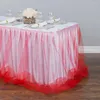 Saia de mesa 14 pés.DOIS TONS TULLE CHIFFON LAVANDA/BRANCO para decoração de banquete de festa de casamento