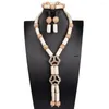 Necklace Earrings Set Natural Coral Beads Original White Jewelry Single Layer Bridal Statement ABG227