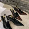 2024 Lente Mode Merk Vrouwen Sandalen Schoenen Ondiepe Slip Op Slingback Dunne Hoge Hakken Dress Party Pompen 3540 240312