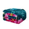 Couvertures Couverture de lit en peluche légère et douce fleur rose bleue grand 75 "x 91" ménage confortable