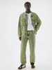 Reddachic Hip-Hop Hommes Vert W Denim Veste Stitch Casual Lg Manches Y2k Demi-mers Bomber Veste Cowboy Manteau Surdimensionné J1rG #