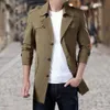 Ny Spring Men Trench Fi England Style LG Trench Coats Mens Casual Ytterkläder Jackor Windbreaker Märke Menskläder 2023 J0ed#