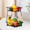 Cesta de frutas para almacenamiento de cocina, estante para artículos pequeños de doble nivel, soporte vegetal para pan, encimera para mesa de comedor