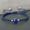 Kralen Strand Marineblauwe Draad Gevlochten Armband 10Mm Tijgeroog Natuursteen Paar Armbanden Ketting Vriendschap Psera Sieraden Gift Drop D Ot9D8