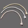 Edelstahl-Armband mit modischem Buchstaben, einreihiger Diamant-Blumencluster, Volldiamant-Armband, Roségold-Silber, Armband für Damen