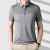 Summer Men Short Sleeve Striped Polo Shirts Streetwear Fashion Business T-Shirt Koreon Male Clothes Pockets Loose Casual Top 240318