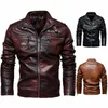 Neue Männer Herbst und Winter Männer Hohe Qualität Fi Mantel PU Lederjacke Motorrad Stil Casual Jacken Schwarz Warm Mantel x1hb #