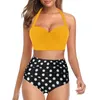 Maillots de bain pour femmes Sexy Sépare Bikinis Ensembles Maillot de bain Femmes Push Up Halter Bra Taille Haute Dot Print Briefs Spring Summer Beach Mujer