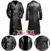 tpjb UOMO Giacche CLASSICO TEDESCO Ecopelle WW2 UNIFORME MILITARE UFFICIALE NERO TRENCH IN VERA PELLE r6Hj #