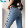 Jeans femininos yiciya y2k estilo mulheres calças streetwear lápis rasgado magro magro sexy jean calças 90s roupas vintage