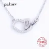 ペンダントPEKURR 925 STERLING SILVER CZ HOLLOW SEXY LIPS LETTRE WOMEN FOR WOMEN PANDENTS GEOMETRIC CHOKER JEWELRYギフト