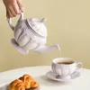 Koppar tefatskopp och fat sätter 250 ml 3D -mönster kaffe för mjölk latte
