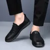 Casual Shoes Men Loafers Slip On Leather Fashion Man Soft Breathable Comfortable Lazy Flats Boat Moccasins