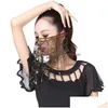 Dancewear Accessories Stage Wear Women Elegant Dance Sequins Face Veils Belly Egyptian Performance Props Drop Delivery Par Dhli1