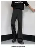 Nya designmän med hög midja byxor med fast färg England Busin Casual LG Suit Pants Straight Slim Fit Botts Clothing H11 B2MU#