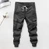 Men's Pants Men Cargo Spring Outdoor With Elastic Waist Drawstring Solid Color Streetwear Trousers For Sports