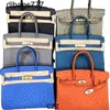 Ostrich Bk Genuine Handbag Leather Skin Bag Women's Bag One Shoulder Messenger Luxury Light Luxury Dpgi