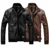 Hombres Chaqueta de cuero de imitación Motocicleta Hombres Slim Fit Stand Collar PU Chaqueta Jaqueta De Couro Masculina Outwear Hombre PU Abrigo de cuero 03Mf #