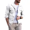 Mens Smart Jacket Solid Color Jacket Autumn and Winter Large Size Casual Retro Coat Slim Lapel Denim Street Top Herrkläder Q4MC#