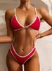 Women's Swimwear High Cut Bikini 2024 Mujer Biquini Blue Sexy Women Bathing Suit Micro Thong Brazilian Swimsuit Push Up Sport Bathers