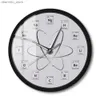 Relojes de mesa de escritorio Reloj de pared de mesa periódica de tiempo químico, reloj de pared artístico de bioquímica molecular, horario colgante atómico, regalo para profesor químico24327