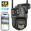 Caméra externe Wifi PTZ double objectif 4K 8MP HD caméra IP extérieure 4MP suivi automatique Protection de sécurité Surveillance CCTV iCsee P2P