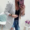 Jesienna zima pasuje kobiety Blezer Mujer Formal Jackets Office Office Otwarty przód płaszcz Masowy pasek czarny biały 240327