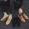 Chaussures décontractées pour hommes, tendance anglaise, bottes Oxford en daim, robe de mariage en cuir, plates, Zapatillas Hombre, grande taille