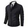 Autumn Winter Sticke Jackets Men Slim Sweatercoat Stand Collar Busin Casual Zipper Sticking Solid Outerwear Coat Man Jacket Q27J#