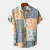 Camisas casuales para hombres Moda Hojas de flores Camisa hawaiana Hombres Verano Mangas cortas Plantas impresas en 3D Blusa Tops Fiesta Calle Solapa