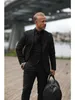 Clássico preto ternos para homens lapela larga formal blazer inteligente bussin calças 3 peça casamento dr traje homme roupas masculinas d6yI #