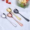 Spoons 3/5pcs Spklifey Gold Insalata Grotto FORKSALAD Set di posate in acciaio inossidabile che serve colorato unico