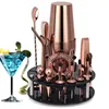 Barkeeper-Set, 20-teiliges Roségold-Cocktail-Shaker-Set mit drehbarem Acrylständer, für Mixgetränke, Martini-Hausbar-Werkzeuge 240319