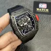 Horloges Herenhorloge 35-02 Zwart carbon skelet wijzerplaat rubberen band met automatisch uurwerk