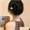 Saç klipleri barrettes parlayan u Çin tarzı çiçek ahşap saç tokası kadınlar için moda aksesuar damla teslimat takı saç jewelry otzum